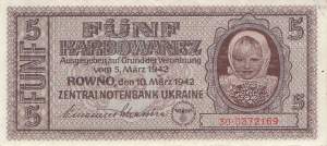 5 Karbowanez Ukraine p593 30 1942